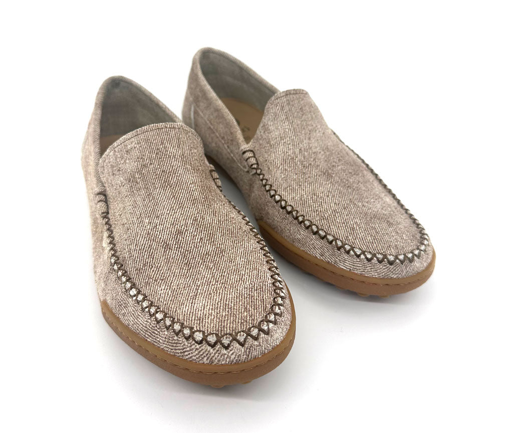 Luxury Men's Beige Italian Leather Loafers