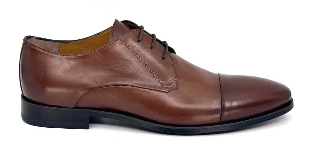 Calpierre Men's Italian Tan leather Toecap Dress shoe