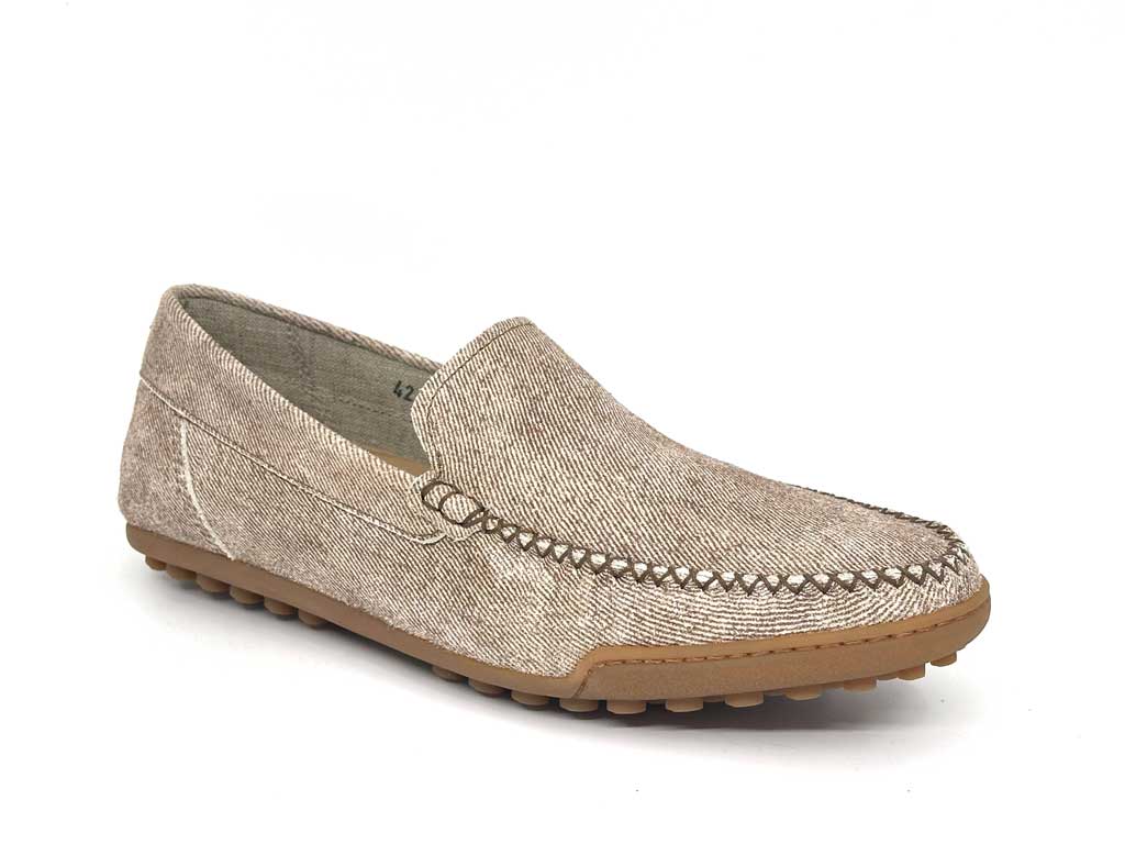 Luxury Men's Beige Italian Leather Loafers