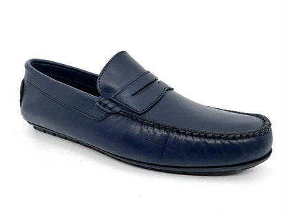 Sebastian Navy Leather Penny Driving Shoes