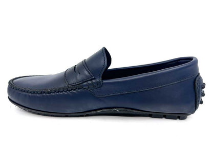 Sebastian Navy Leather Penny Driving Shoes