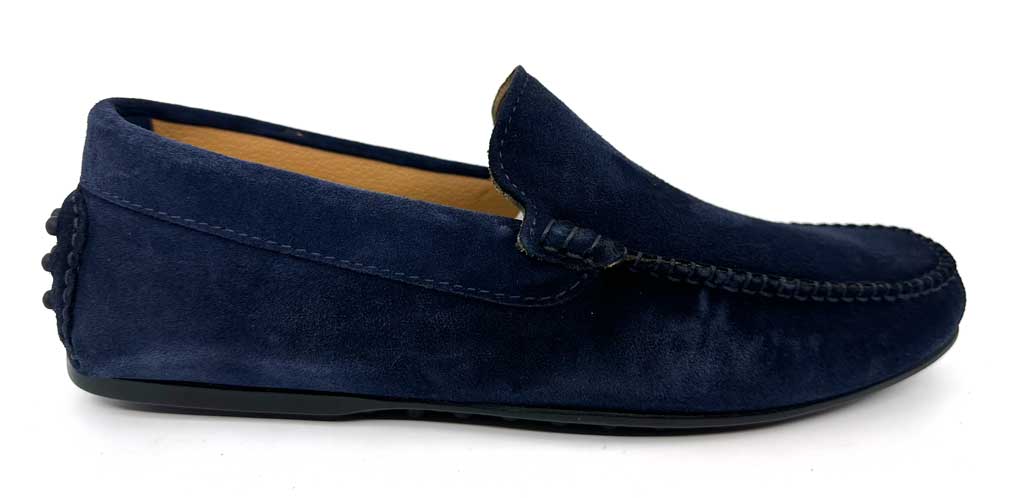 Men's Italian Navy Suede Leather Driving Shoe