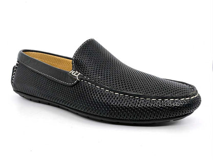 Raul Black Perforated Driving Shoes