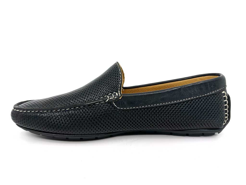 Raul Black Perforated Driving Shoes