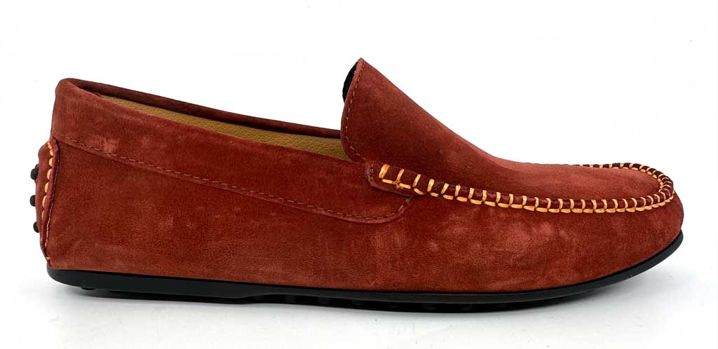 Men's Italian Red Suede Leather Driving Shoe